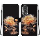 For Honor 80 Crystal Texture Colored Drawing Leather Phone Case(Gold Peony) - 1