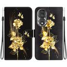 For Honor 80 Crystal Texture Colored Drawing Leather Phone Case(Gold Butterfly Rose) - 1