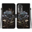 For Honor 80 Crystal Texture Colored Drawing Leather Phone Case(Black Rose) - 1