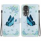 For Honor 80 Crystal Texture Colored Drawing Leather Phone Case(Blue Pansies) - 1