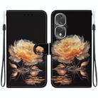 For Honor 80 Pro Crystal Texture Colored Drawing Leather Phone Case(Gold Peony) - 1