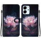 For Honor 80 SE Crystal Texture Colored Drawing Leather Phone Case(Purple Peony) - 1