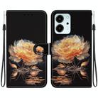 For Honor 80 SE Crystal Texture Colored Drawing Leather Phone Case(Gold Peony) - 1