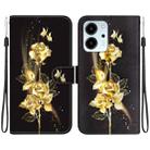 For Honor 80 SE Crystal Texture Colored Drawing Leather Phone Case(Gold Butterfly Rose) - 1