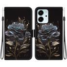 For Honor 80 SE Crystal Texture Colored Drawing Leather Phone Case(Black Rose) - 1