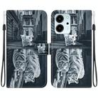 For Honor 80 SE Crystal Texture Colored Drawing Leather Phone Case(Cat Tiger Reflection) - 1