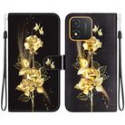 For Honor X5 Crystal Texture Colored Drawing Leather Phone Case(Gold Butterfly Rose) - 1