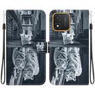 For Honor X5 Crystal Texture Colored Drawing Leather Phone Case(Cat Tiger Reflection) - 1