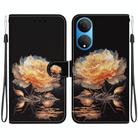 For Honor X7 Crystal Texture Colored Drawing Leather Phone Case(Gold Peony) - 1