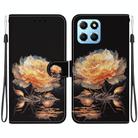 For Honor X8 5G Crystal Texture Colored Drawing Leather Phone Case(Gold Peony) - 1