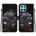 For Honor X8 5G Crystal Texture Colored Drawing Leather Phone Case(Black Rose) - 1