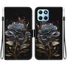 For Honor X8 5G Crystal Texture Colored Drawing Leather Phone Case(Black Rose) - 1