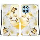 For Honor X8 5G Crystal Texture Colored Drawing Leather Phone Case(Gold Butterfly Epiphyllum) - 1
