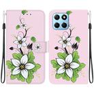 For Honor X8 5G Crystal Texture Colored Drawing Leather Phone Case(Lily) - 1