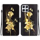 For Honor X8 Crystal Texture Colored Drawing Leather Phone Case(Gold Butterfly Rose) - 1