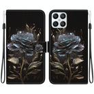 For Honor X8 Crystal Texture Colored Drawing Leather Phone Case(Black Rose) - 1