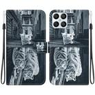 For Honor X8 Crystal Texture Colored Drawing Leather Phone Case(Cat Tiger Reflection) - 1