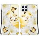 For Honor X8 Crystal Texture Colored Drawing Leather Phone Case(Gold Butterfly Epiphyllum) - 1