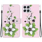 For Honor X8 Crystal Texture Colored Drawing Leather Phone Case(Lily) - 1