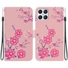 For Honor X8 Crystal Texture Colored Drawing Leather Phone Case(Cherry Blossoms) - 1