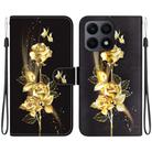 For Honor X8a Crystal Texture Colored Drawing Leather Phone Case(Gold Butterfly Rose) - 1