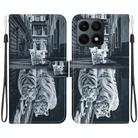 For Honor X8a Crystal Texture Colored Drawing Leather Phone Case(Cat Tiger Reflection) - 1