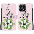 For Honor X8a Crystal Texture Colored Drawing Leather Phone Case(Lily) - 1