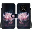 For Honor X9 5G Crystal Texture Colored Drawing Leather Phone Case(Purple Peony) - 1