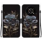 For Honor X9 5G Crystal Texture Colored Drawing Leather Phone Case(Black Rose) - 1