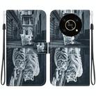 For Honor X9 5G Crystal Texture Colored Drawing Leather Phone Case(Cat Tiger Reflection) - 1