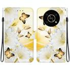 For Honor X9 5G Crystal Texture Colored Drawing Leather Phone Case(Gold Butterfly Epiphyllum) - 1