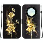 For Honor X9a Crystal Texture Colored Drawing Leather Phone Case(Gold Butterfly Rose) - 1