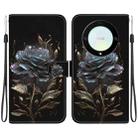 For Honor X9a Crystal Texture Colored Drawing Leather Phone Case(Black Rose) - 1