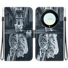 For Honor X9a Crystal Texture Colored Drawing Leather Phone Case(Cat Tiger Reflection) - 1