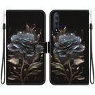 For Honor 20 / Huawei nova 5T Crystal Texture Colored Drawing Leather Phone Case(Black Rose) - 1