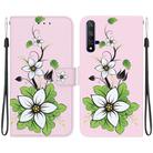 For Honor 20 / Huawei nova 5T Crystal Texture Colored Drawing Leather Phone Case(Lily) - 1