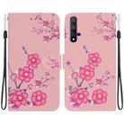 For Honor 20 / Huawei nova 5T Crystal Texture Colored Drawing Leather Phone Case(Cherry Blossoms) - 1