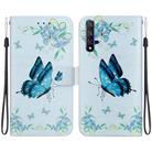 For Honor 20 / Huawei nova 5T Crystal Texture Colored Drawing Leather Phone Case(Blue Pansies) - 1