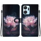 For Honor X7a Crystal Texture Colored Drawing Leather Phone Case(Purple Peony) - 1