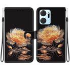 For Honor X7a Crystal Texture Colored Drawing Leather Phone Case(Gold Peony) - 1