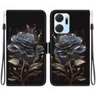 For Honor X7a Crystal Texture Colored Drawing Leather Phone Case(Black Rose) - 1