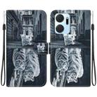 For Honor X7a Crystal Texture Colored Drawing Leather Phone Case(Cat Tiger Reflection) - 1