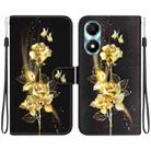 For Honor X5 Plus / Play 40C Crystal Texture Colored Drawing Leather Phone Case(Gold Butterfly Rose) - 1