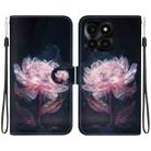 For Honor X6a Crystal Texture Colored Drawing Leather Phone Case(Purple Peony) - 1