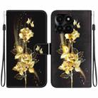For Honor X6a Crystal Texture Colored Drawing Leather Phone Case(Gold Butterfly Rose) - 1