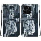 For Honor X6a Crystal Texture Colored Drawing Leather Phone Case(Cat Tiger Reflection) - 1