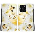 For Honor X6a Crystal Texture Colored Drawing Leather Phone Case(Gold Butterfly Epiphyllum) - 1