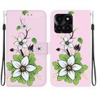 For Honor X6a Crystal Texture Colored Drawing Leather Phone Case(Lily) - 1