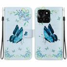 For Honor X6a Crystal Texture Colored Drawing Leather Phone Case(Blue Pansies) - 1