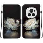 For Honor Magic6 Pro Crystal Texture Colored Drawing Leather Phone Case(Crystal Peony) - 1